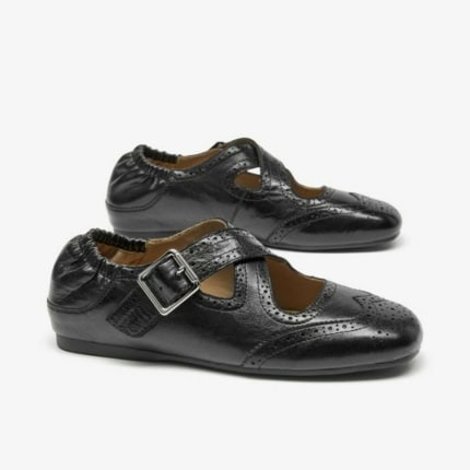 Black Brogue Monk Strap Oxford Flats Manufacturer