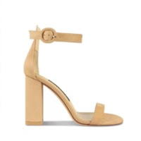 Nude Ankle Strap Block Heel Sandals