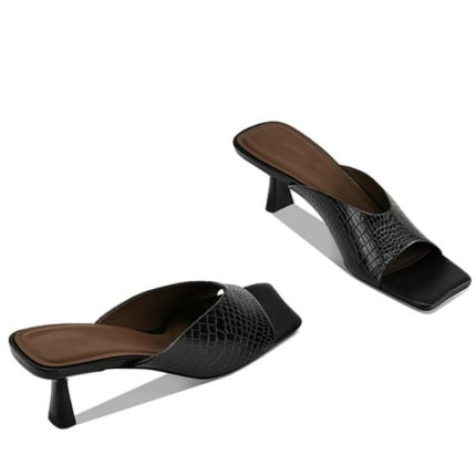 Black Croc Embossed Women's Mule Sandals Manufacturer
