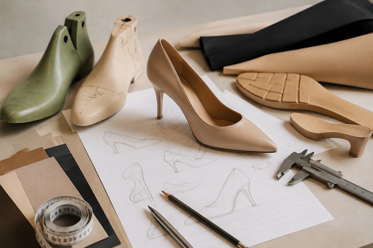 Shoe development cost process with shoe last, sample design, and footwear tooling